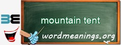 WordMeaning blackboard for mountain tent